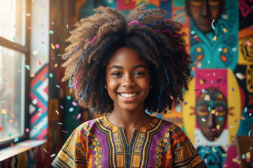 Young Black girl with voluminous afro